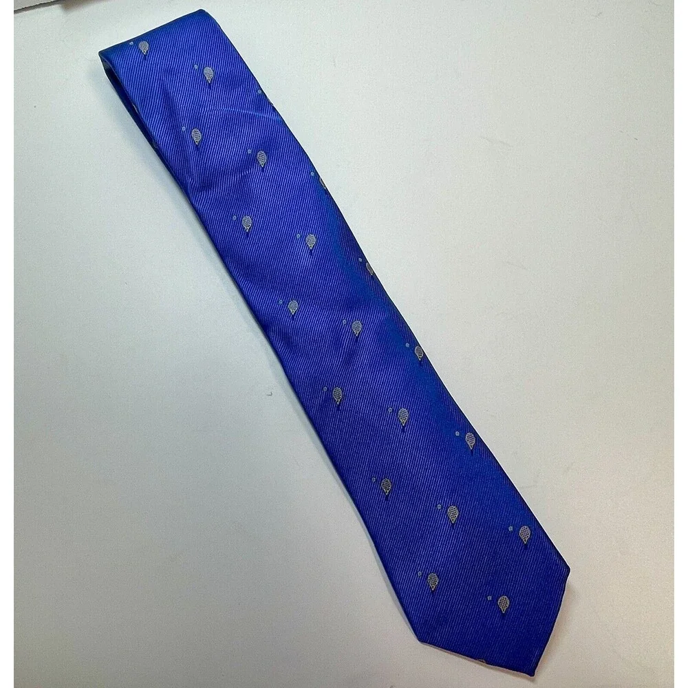 Tommy Hilfiger Racket And Ball Blue Silk Blend Neck Tie New